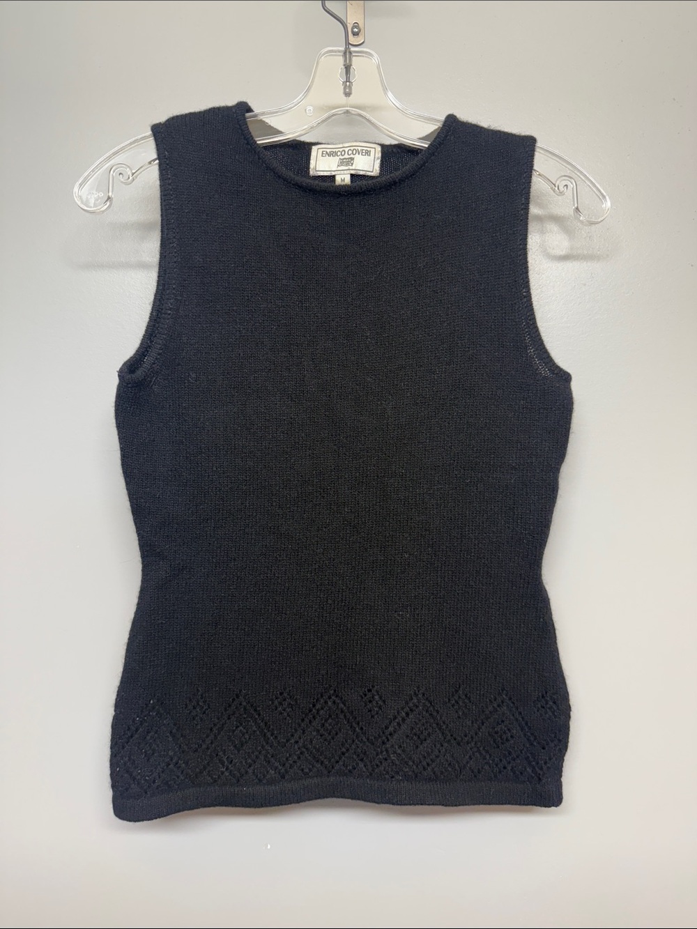 Vintage Black Angora Wool Turtleneck Sleeveless